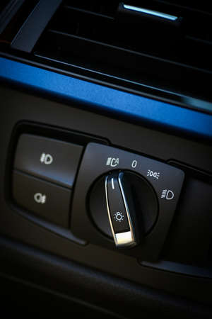 Color image of the headlights switch in a car.の写真素材