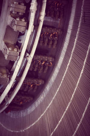 Close-up shot of a stator from a big electric motor.の写真素材