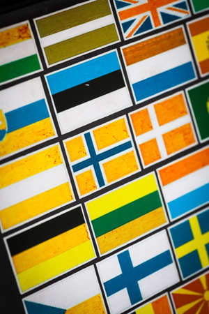 Color image of many country flags stickers.