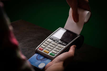 Color image of a POS and credit cards.の写真素材