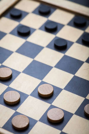 Color shot of a vintage draughts or checkers board game.の写真素材