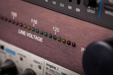 Color image of many buttons in a sound recording studio.の写真素材