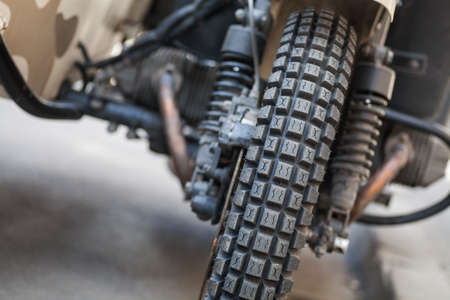 Color image of an off-road trial motorcycle tire.の写真素材