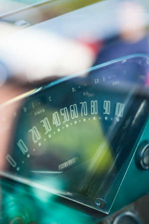 Color image of the dashboard of a retro car.の写真素材