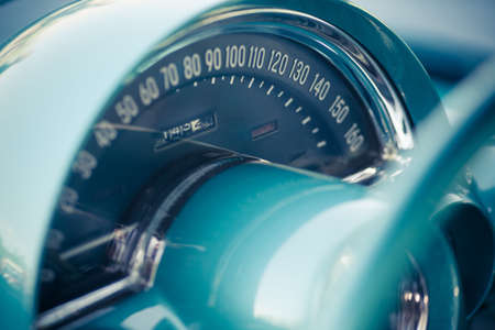 Color image of the dashboard of a retro car.の写真素材