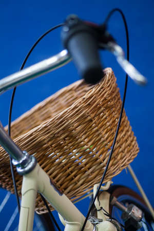 Color image of a classic bicycle with a basket.の写真素材