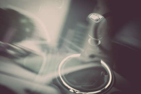 Close up shot of a gear stick inside a car.の写真素材