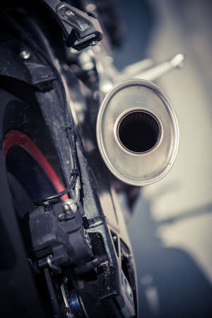 Color image of a motorcycle exhaust pipe.の写真素材