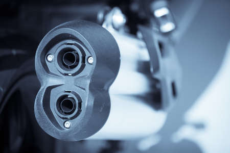 Color image of a motorcycle exhaust pipe.の写真素材