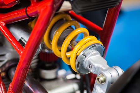 Color shot of a motorcycle shock absorber.の写真素材
