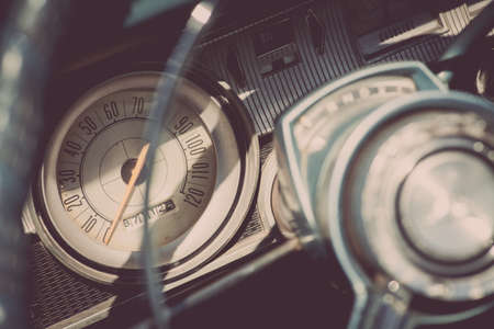 Color image of the dashboard of a retro car.の写真素材