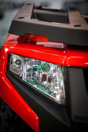 Detail on one of the LED headlights of an ATV.の写真素材