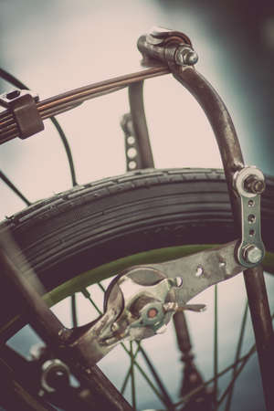 Color shot of a vintage motorcycle front fork shock absorber.の写真素材