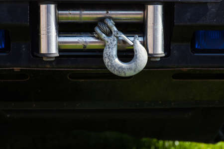 Close up shot of a dirty winch from an off road car.の写真素材