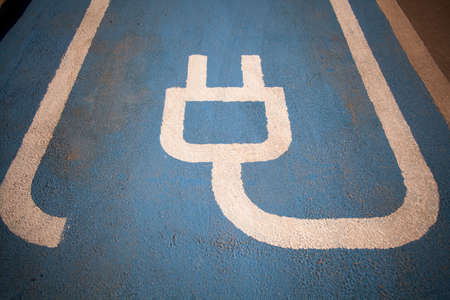 Color image of a parking spot for electric cars.の写真素材