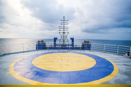 Color image of the landing place for helicopters on a passenger ship.の写真素材