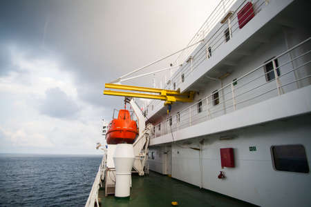 Color image of a lifeboat on a passenger ship.の写真素材
