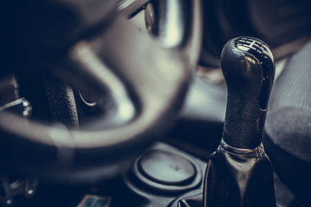 Close up shot of a car's gear shifter.の写真素材