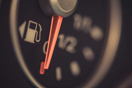 Color close up image of a car's fuel gauge.の写真素材