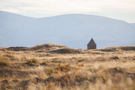 Color image of a church in Ani, Turkey. Ani used to be the capital of the Bagratid Armenian kingdom, between 961 and 1045.の写真素材
