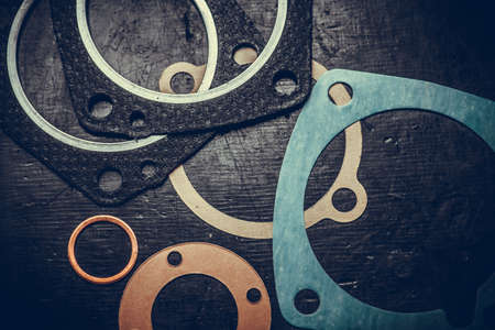 Close up shot of various engine gaskets.の写真素材