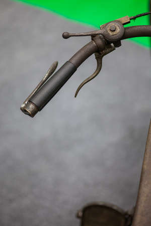 Color detail shot of the clutch lever on a vintage motorcycle.の写真素材