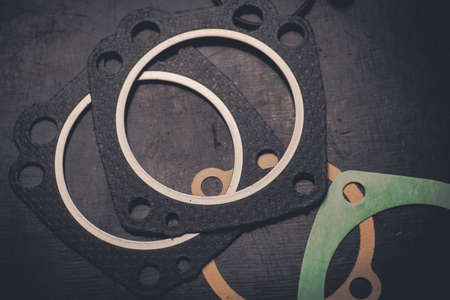 Close up shot of various engine gaskets.の写真素材