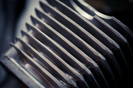Close up shot of a motorcycle's air-cooled cylinder.の写真素材