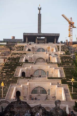 Yerevan, Armenia - September 21, 2016: Color image of 'The Cascade', a giant stairway in Yerevan, Armenia.のeditorial素材