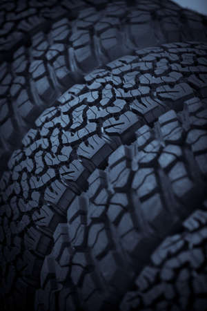 Close up shot of a stack of new car tires.の写真素材