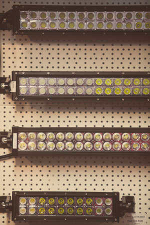 Close up shot of some LED stripes on a wall.