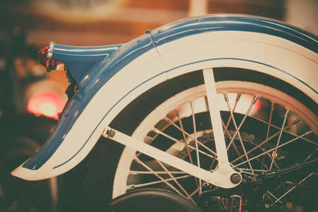 Close up shot of a vintage motorcycle rear fender.