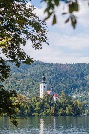 View of the Bled church in Slovenia.の写真素材