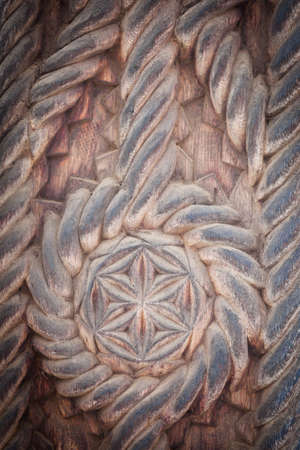 Close up shot of some wooden decoration in Maramures, Romania.の写真素材