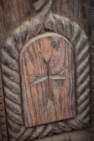 Close up shot of some wooden decoration in Maramures, Romania.の写真素材