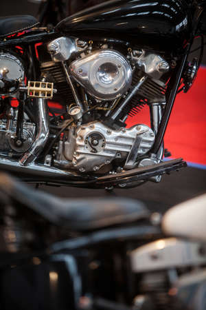 Close up image of a motorcycle engine.