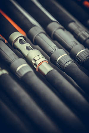 Close up shot of some fishing rods.の写真素材