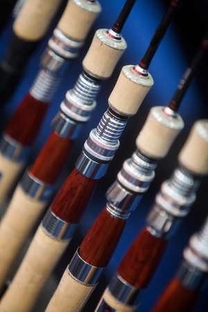 Close up shot of some fishing rods.の写真素材