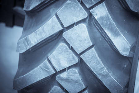 Close up image of a big truck tire.