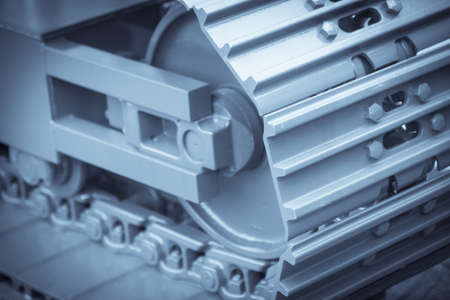 Close up shot of a caterpillar bulldozer.