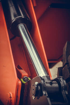 Close up shot of a hydraulic piston on a machine.の写真素材