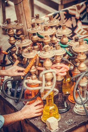 Color image of some shishas in a restaurant in Turkey.の写真素材
