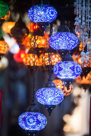 Colorful lamps displayed in a shop in Istanbul, Turkey.の写真素材