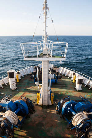 Color image of some antennas on the deck of a passenger ship.の写真素材