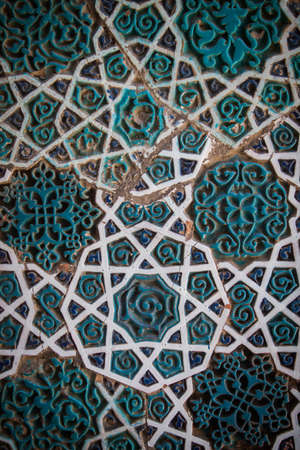 Close up shot of some Arabic decorations on a wall.の写真素材