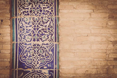 Close up shot of some Arabic decorations on a wall.の写真素材