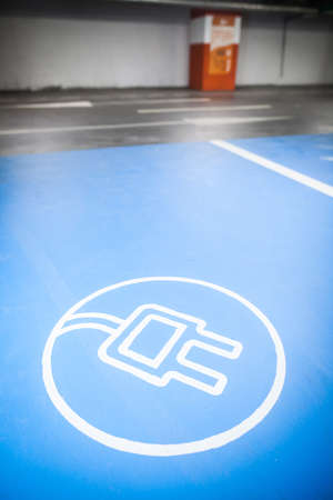 Color shot of a parking place for charging electric cars.
