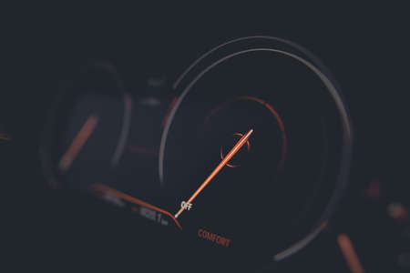 Close up shot with the digital speedometer of a car.