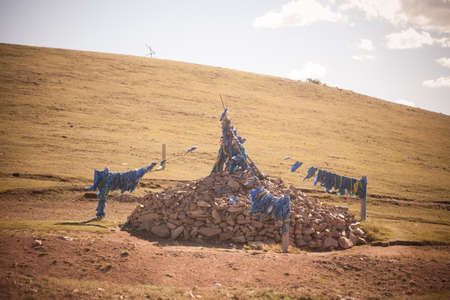 Color image oa Mongolian ovoo in Mongolia.の写真素材