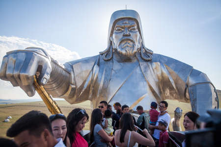 Zonjin Boldog, Mongolia - July 29, 2017: Genghis Khan Monument at Zonjin Boldog Mongolia.のeditorial素材
